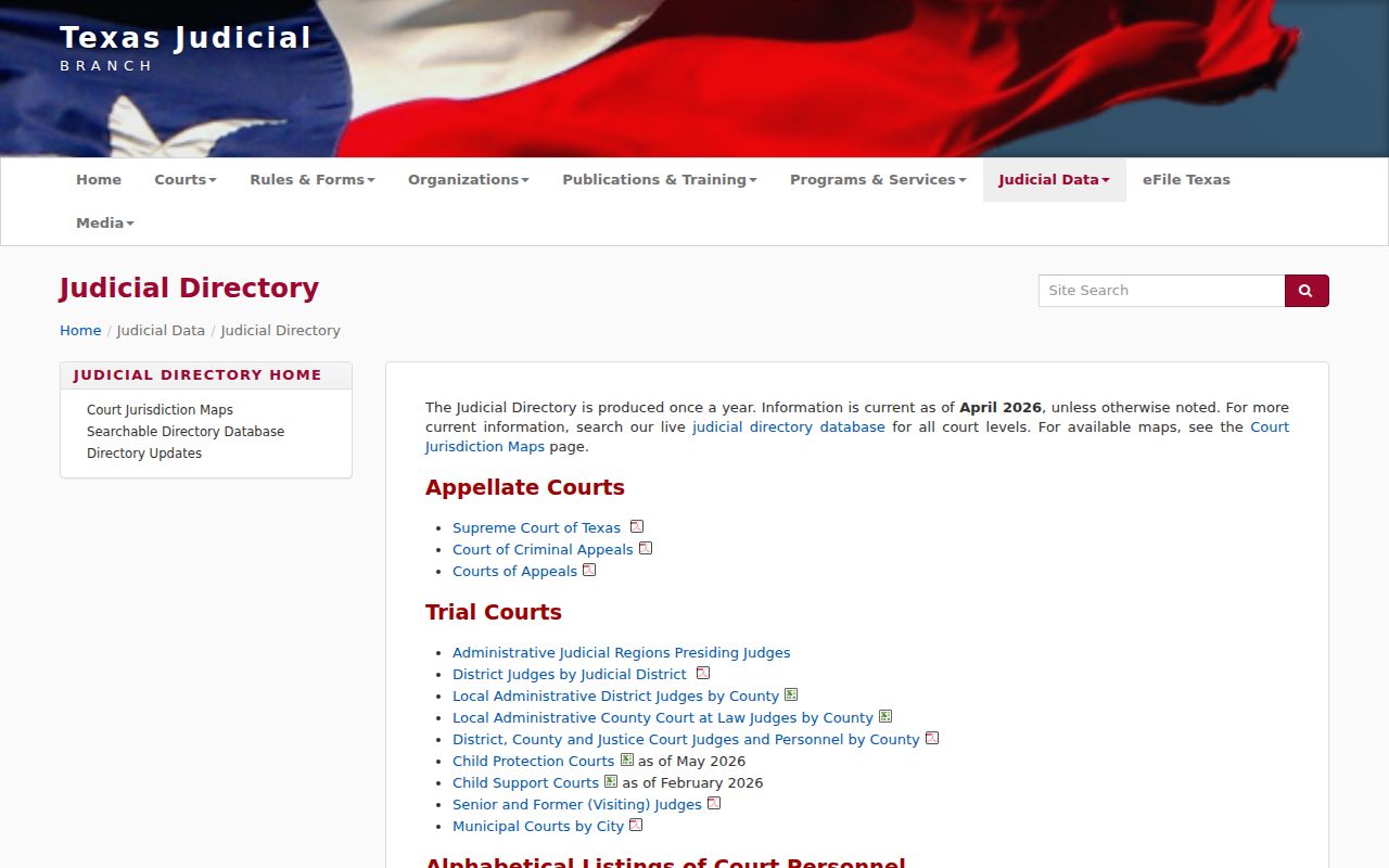 Texas Judicial Directory for identifying Sutton County courts