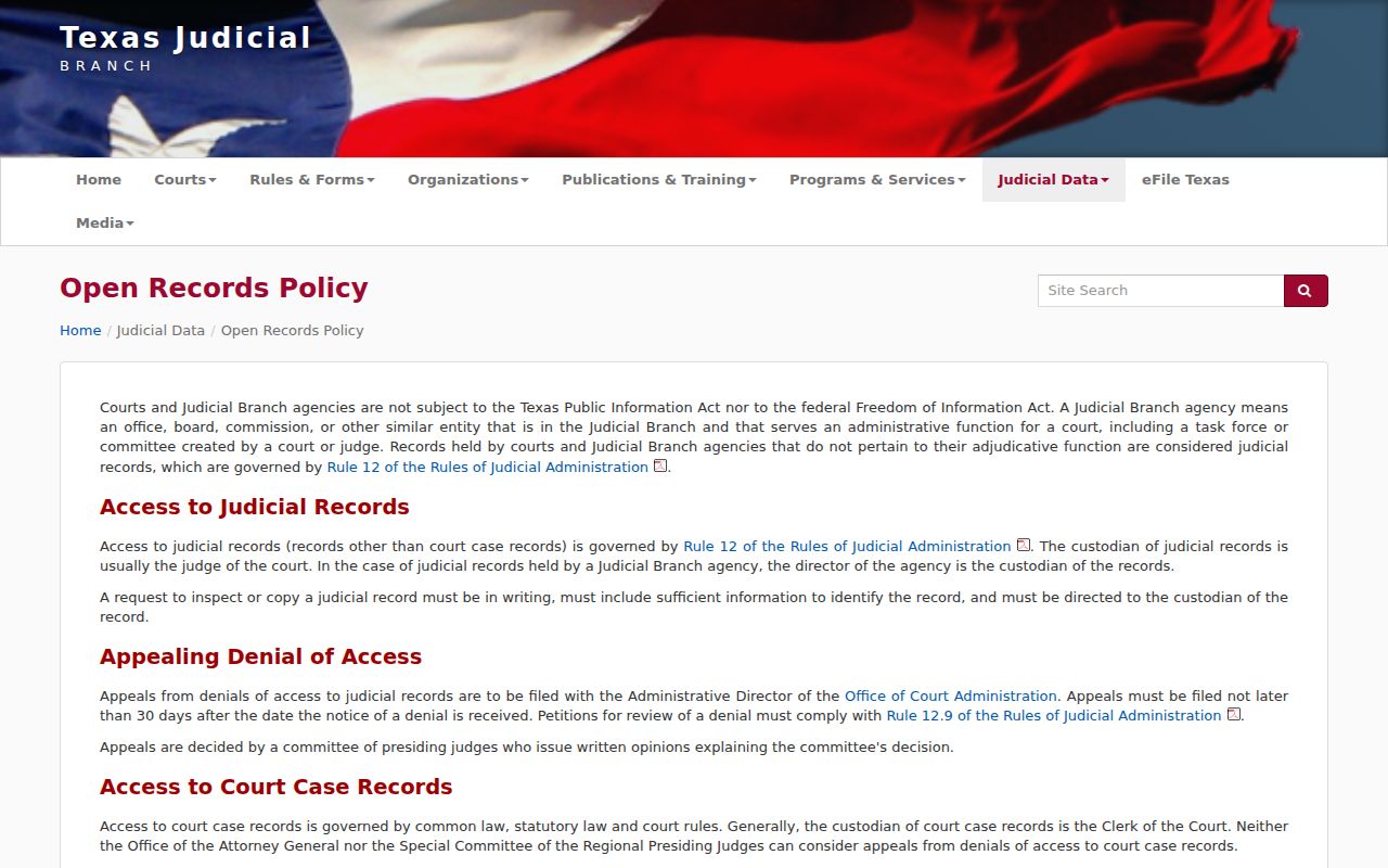 Sutton County court records judicial access policy