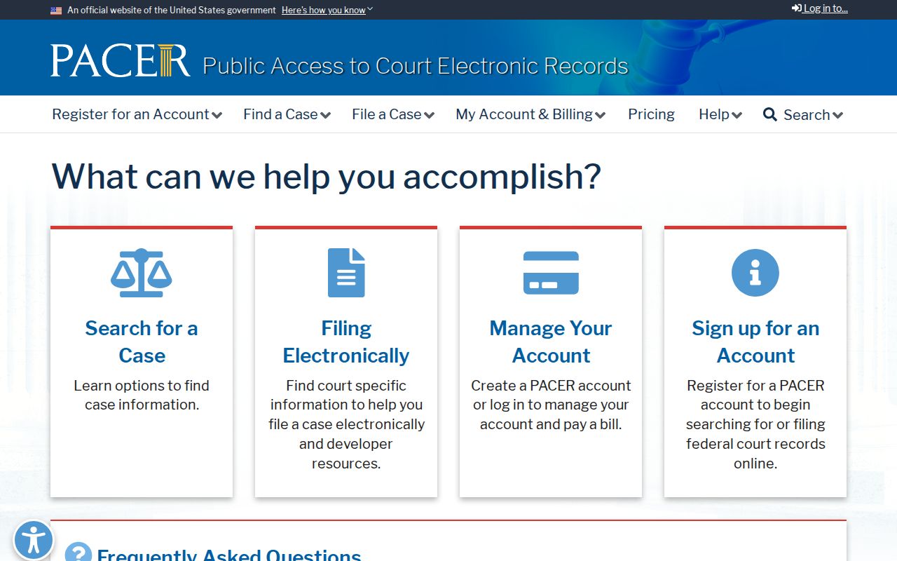 PACER entry point for Sutton County federal court dockets