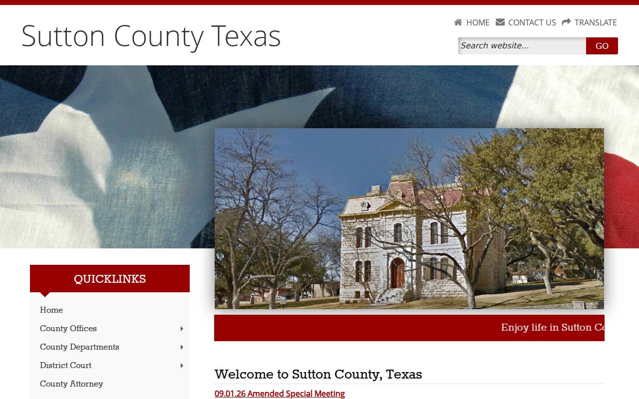Official Sutton County website for court docket navigation
